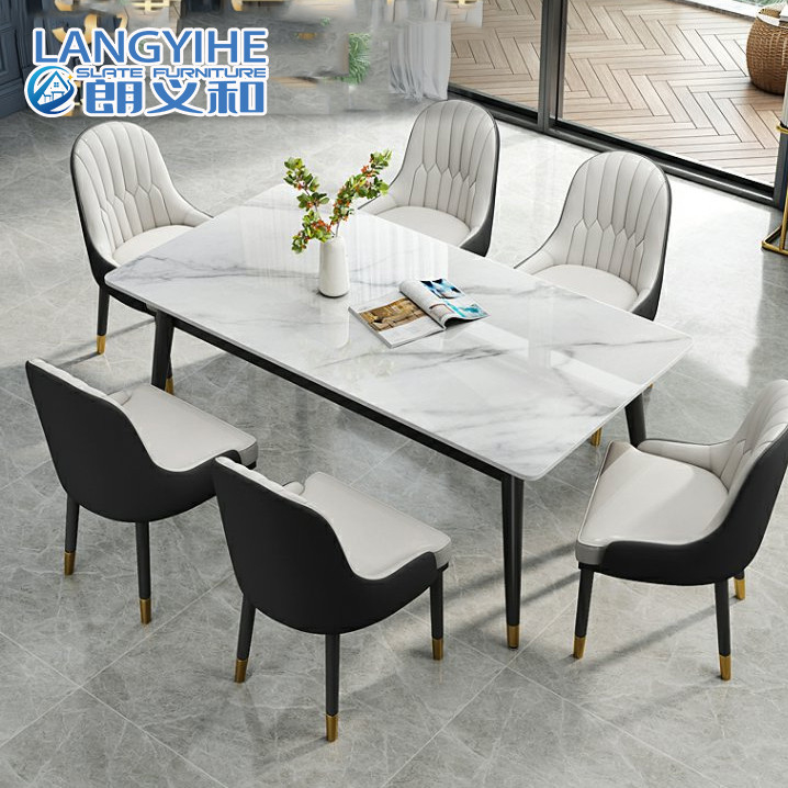 Mesa de comedor nórdica del tablero de la roca y hogar minimalista de la combinación de la silla