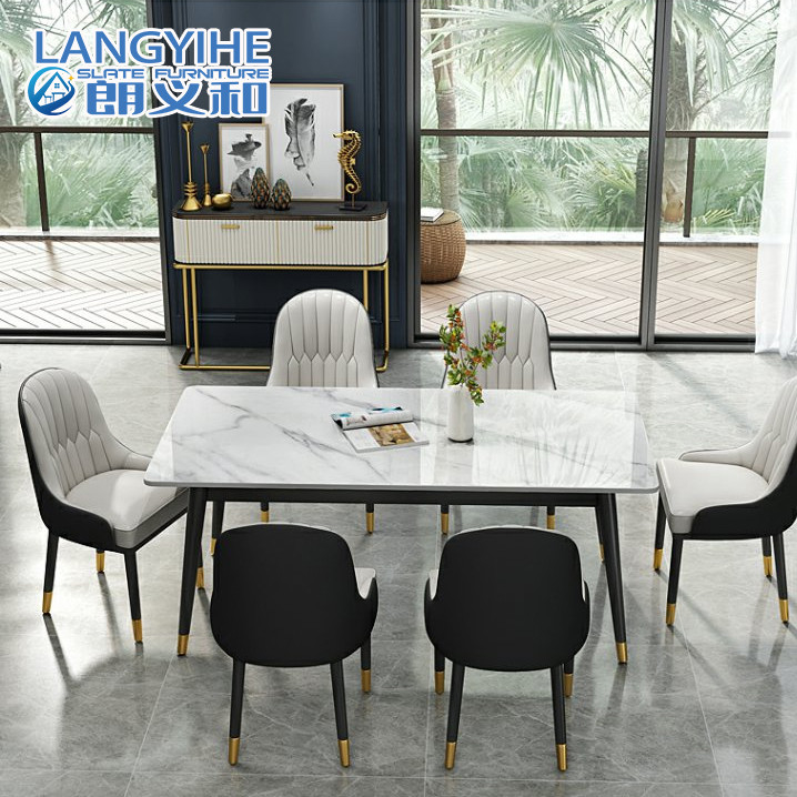 Mesa de comedor nórdica del tablero de la roca y hogar minimalista de la combinación de la silla