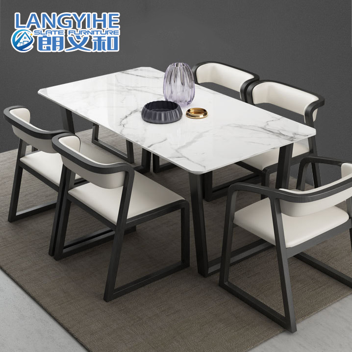 Mesa de comedor de mármol nórdica de madera sólida de la mesa de comedor y cuadrado de la silla