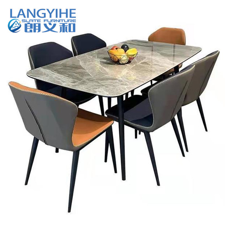 Combinación rectangular de la mesa de comedor del apartamento de la roca de la mesa de comedor minimalista italiana del tablero pequeña
